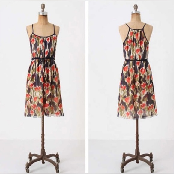 Anthropologie Moulinette Soeurs 100% silk watercolor floral dress size 8 NWOT - Picture 2 of 8